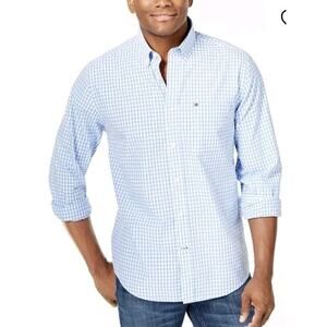 Tommy Hilfiger Flx Classic Fit Stretch Blue White Check Button Down Shirt 2XL